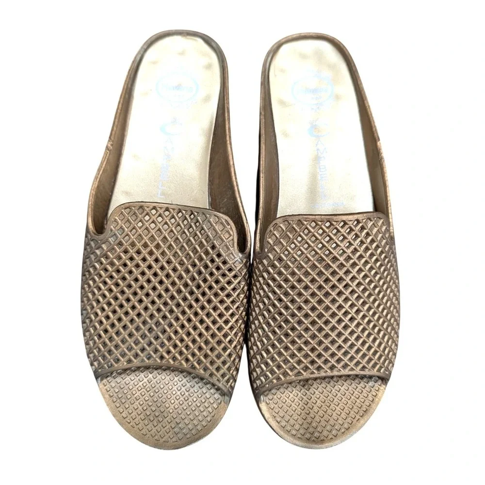 Jeffrey Campbell Fling 2 Sandal Metallic Bronze Gold Wedge Slide Sandals- Size 9